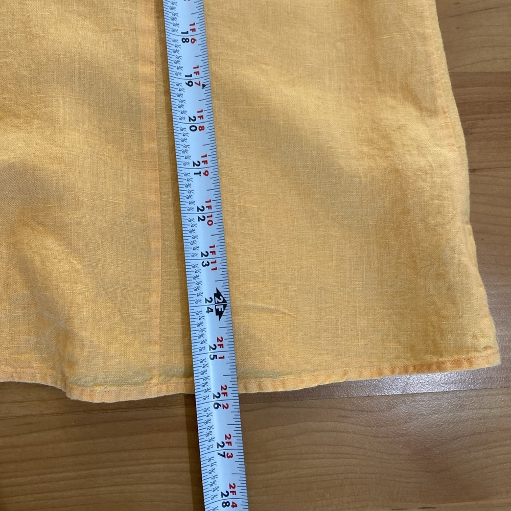 Lands End Size 18 Womens Yellow 100% Linen Short Sleeve Comfy Button Up Shirt - Picture 5 of 10